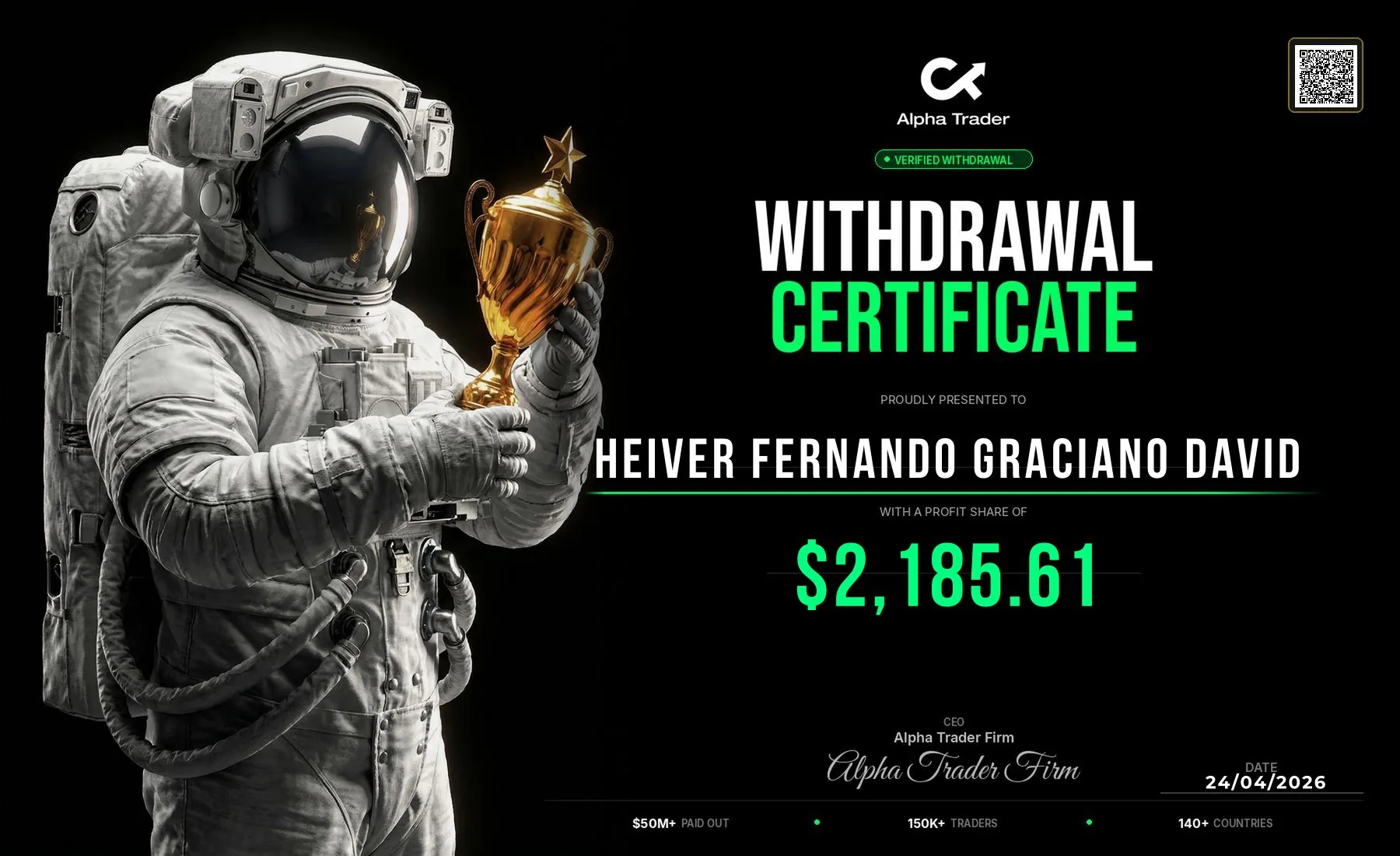 Withdrawal certificate for Heiver Fernando G.D.